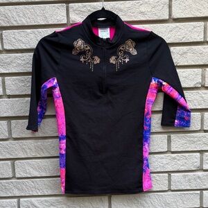 Speedo Short Sleeve Black and Pink Rashguard
